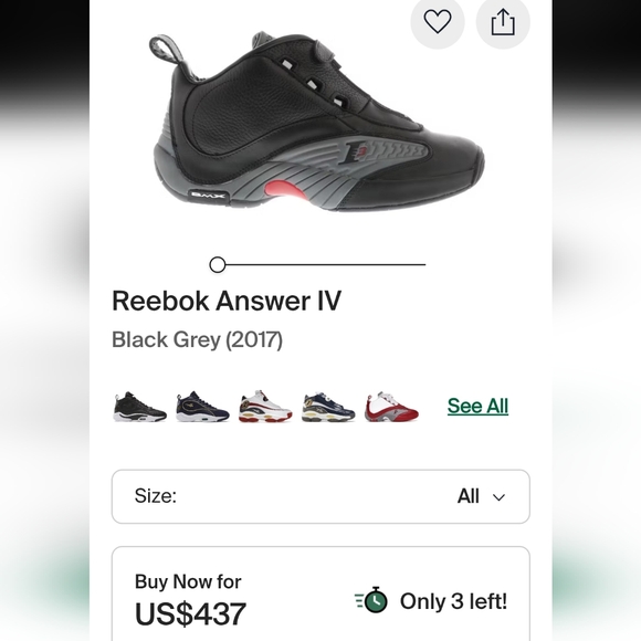 Reebok Allen Iverson Answer 4 Black Grey & Red Mens SZ 11 - Picture 8 of 8